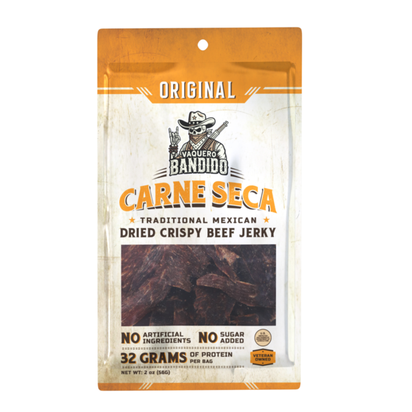 Vaquero Bandido Original Carne Seca Traditional Mexican Dried Crispy Beef Jerky