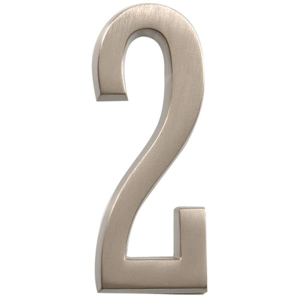 Everbilt 4 In. Satin Nickel Flush Mount Self-adhesive House Number 2