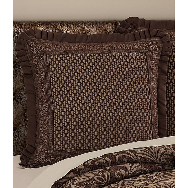 J. Queen New York Monterey Woven Scroll Border Design Flanged Euro Sham