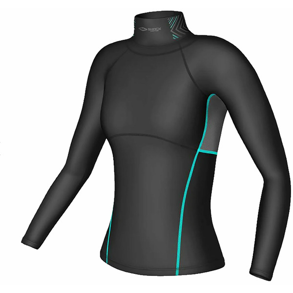 Shock Doctor Girls' Ultra Compression Hockey Long Sleeve Shirt With Neck Gaurd, Medium - Black & Grey