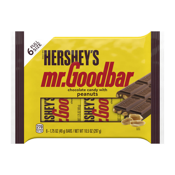 Hershey's MR. GOODBAR Chocolate with Peanuts Candy Bars, 1.75 oz (6 Count)