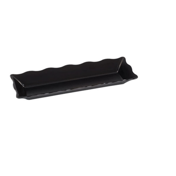 Milano/Bake & Brew Tray, 17-1/2" x 6-3/4" x 2" deep, rectangular, melamine, black, NSF