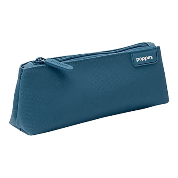 Poppin 108264 Slate Blue Zipper Canvas Pouch