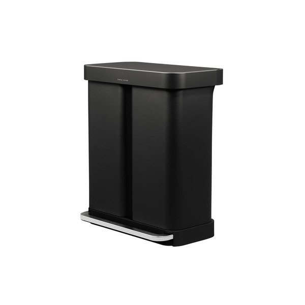 simplehuman Dual Compartment Step Can, 16 x 22-3/4 x 28-3/4 in - Matte Black