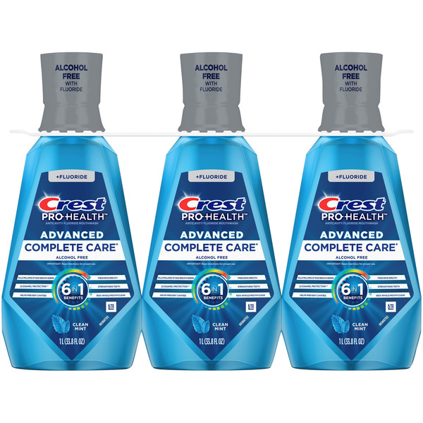 Crest Pro-Health Mouthwash with Fluoride, Advanced Complete Care, 33.8 fl oz, 3 ct