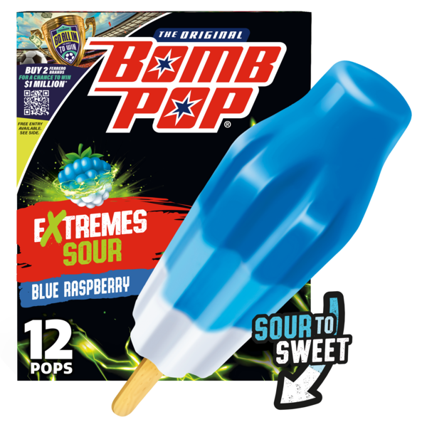 Bomb Pop Extremes Super Sour Blue Raspberry Ice Pops, 12 Pack Same