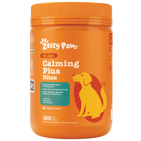 Zesty Paws Calming Plus for Dogs, Turkey Flavor, 160-count