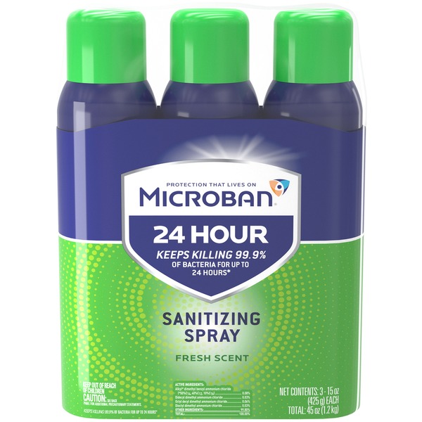Microban 24 Hour Disinfectant Sanitizing Spray, Fresh Scent (45 oz