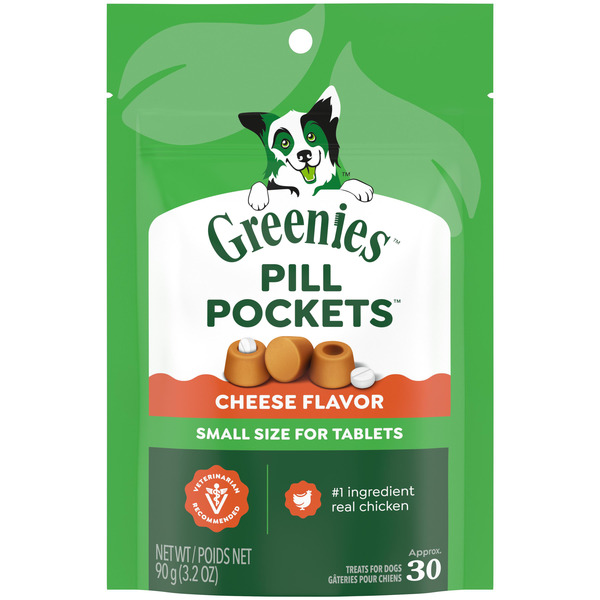 GREENIES Pill Pockets for Dogs, Small Size Soft Dog Treats, Cheese Flavor, 3.2 oz. Pouch