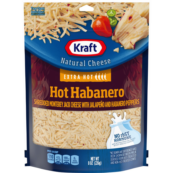 Kraft Hot Habanero Monterey Jack Shredded Cheese with Extra Hot