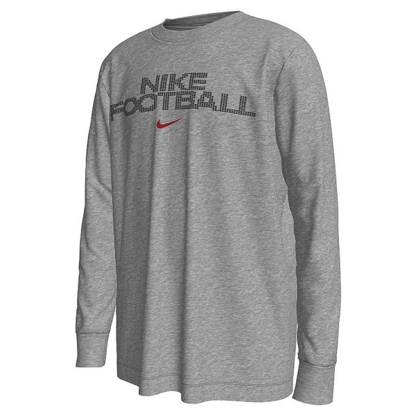 Nike Big Kids' Long Sleeve Football T-Shirt, M - Grey Heather