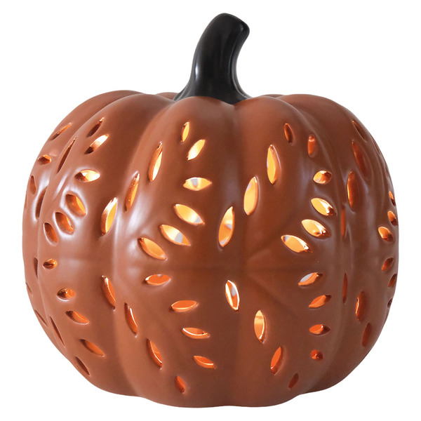 Kirkton House LED Pierced Ceramic Pum, Orange Diagonal Same-Day