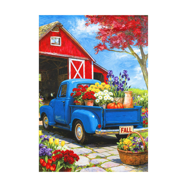 Style Selections Fall Flower Truck Garden Flag