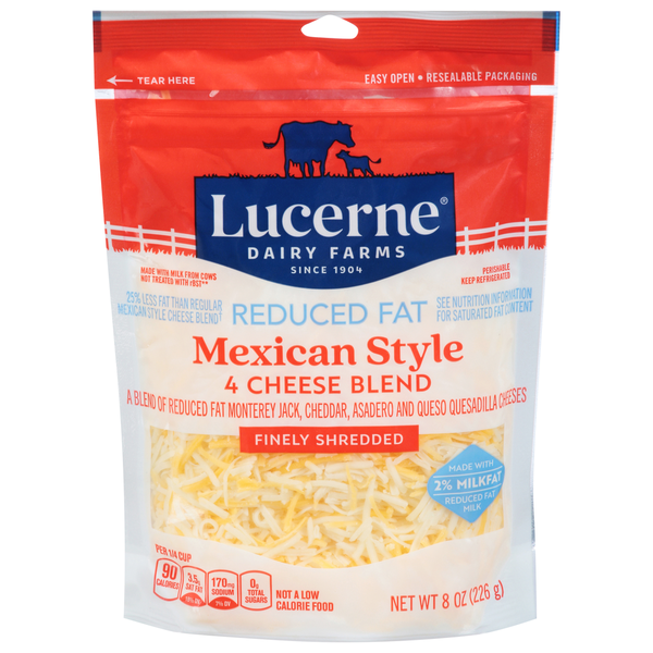 Lucerne Cheese, Finely Shredded, Mexican Style 4 Cheese Blend, Reduced Fat