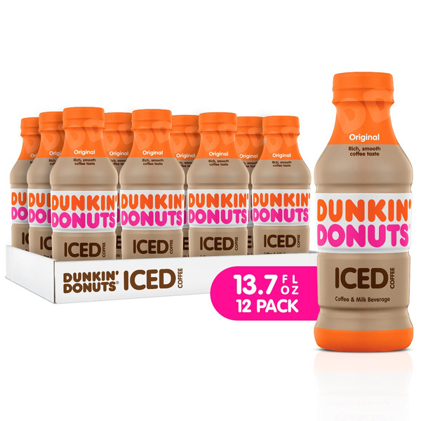 Dunkin' Donuts Original Iced Coffee Bottles, 13.7 fl oz, 12 Pack