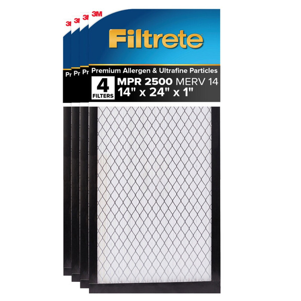 Filtrete Air Filter 1”, MPR 2500 MERV 14, High Performance Premium Allergen, Ultrafine Particles,