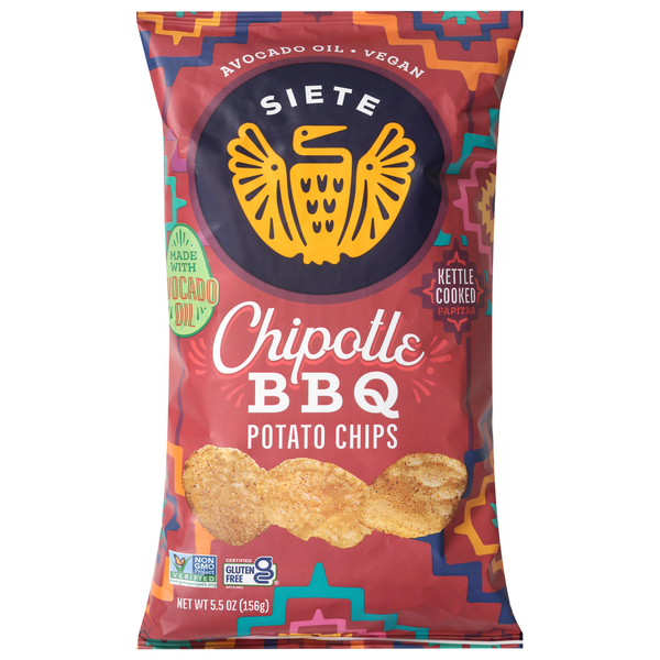 Siete Potato Chips, Chipotle BBQ, Kettle Cooked, Papitas