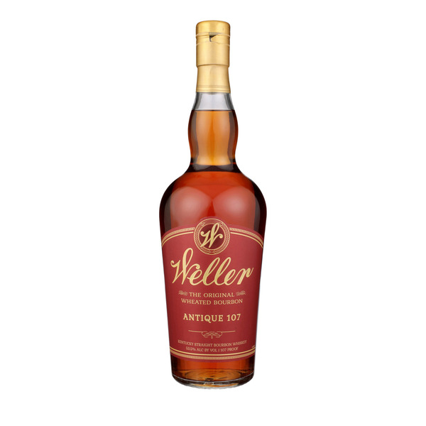 Weller Antique 107 750 mL bourbon bottle with red label