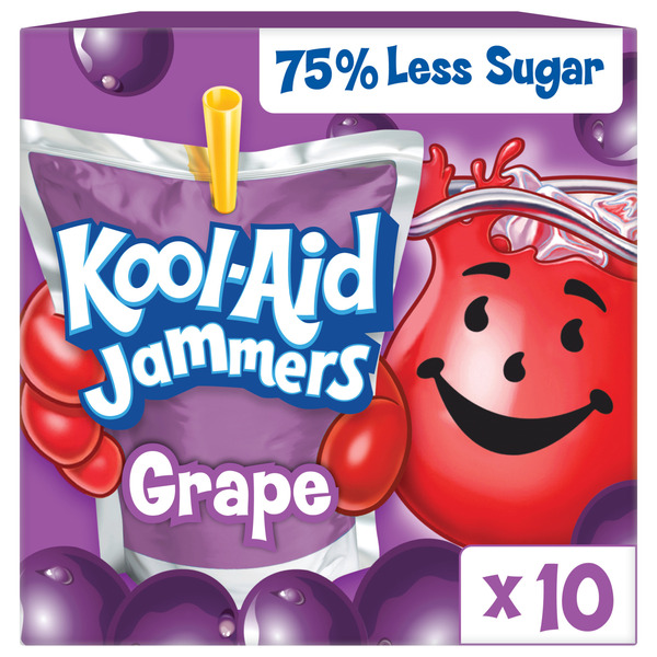 Kool-Aid Jammers Grape Flavored Kids 0% Juice Drink Pouches Same