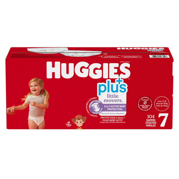 Huggies Little Movers Plus Diapers, Size 7