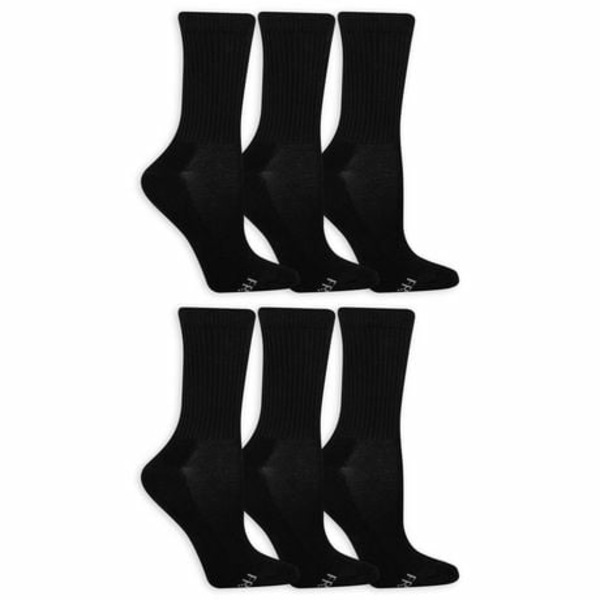 Walmart Fruit of the Loom All Day Comfort Crew Socks, Size 4-10 - Black ...