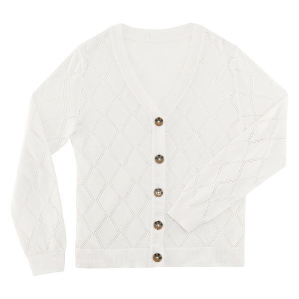 売れ筋商品|||ベルディーニ ニット&セーター アウター レディース Plus Size Pointelle Open Cardigan Sweater White ベルディーニ レディース ニット&セーター アウター Plus Size