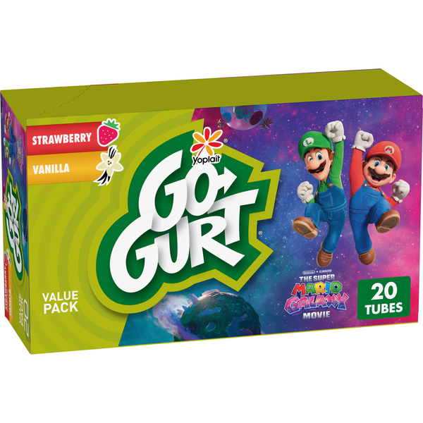 Go-Gurt The Super Mario Galaxy Movie Strawberry & Vanilla Yogurt Tubes