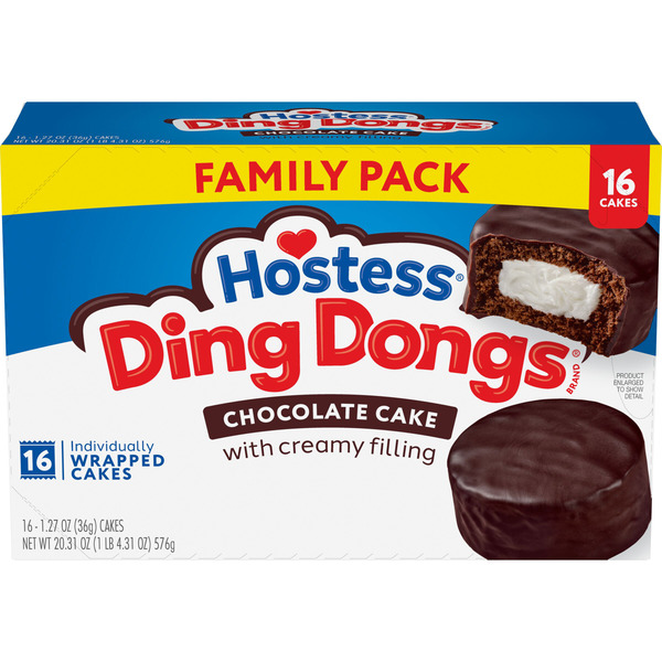 Hostess Ding Dongs Snack Cakes, Chocolate Flavor, 20.31 Oz. Box (16 Count)
