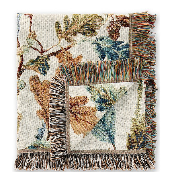 Southern Living Harvest Collection Harlow Oak Leaf Tapestry Throw Blanket