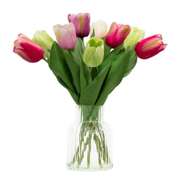 allen + roth 14-in Multiple colors/finishes Indoor Desktop Tulips Artificial Plant