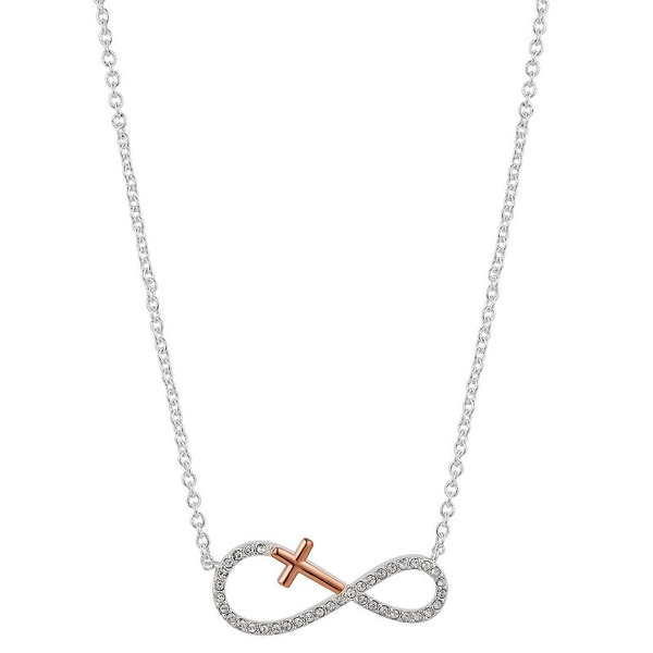 Brilliance Crystal Two-Tone Infinity Cross Necklace