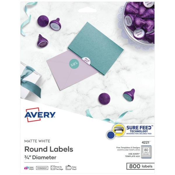Avery Matte White Print-to-the-Edge Round Labels