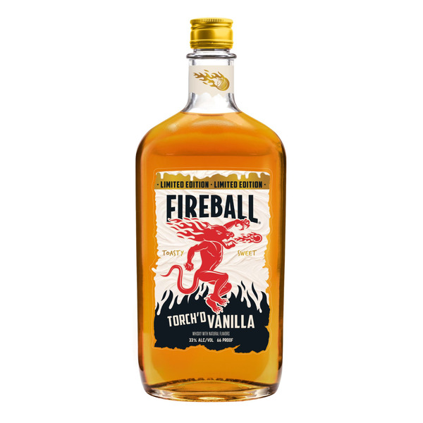 Fireball Vanilla Whisky, 750ml, 66 Proof (33% ABV) Same-Day