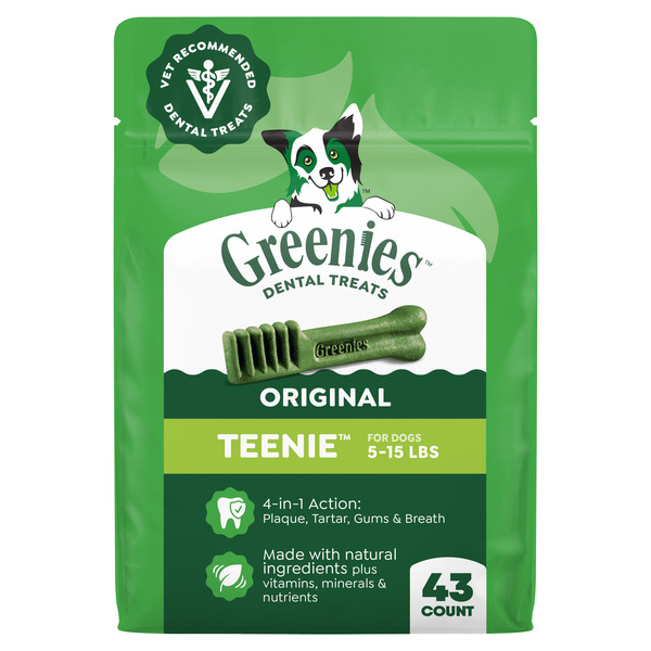 GREENIES Adult Natural Dental Dog Treats Teenie Size, Original Flavor, 12 oz. Pack, 43 Count
