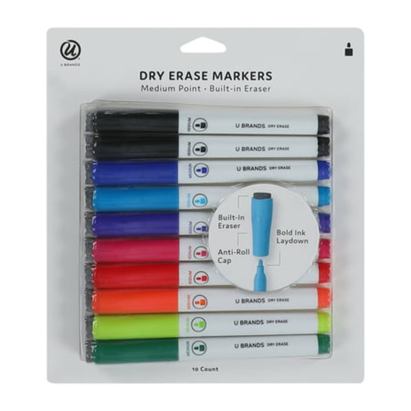 U Brands Dry Erase Markers With Built-in Erasers