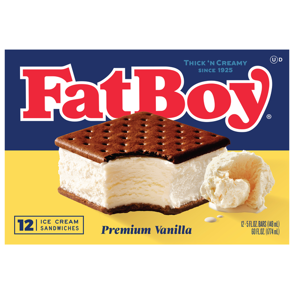 FatBoy Ice Cream Sandwiches, Premium Vanilla