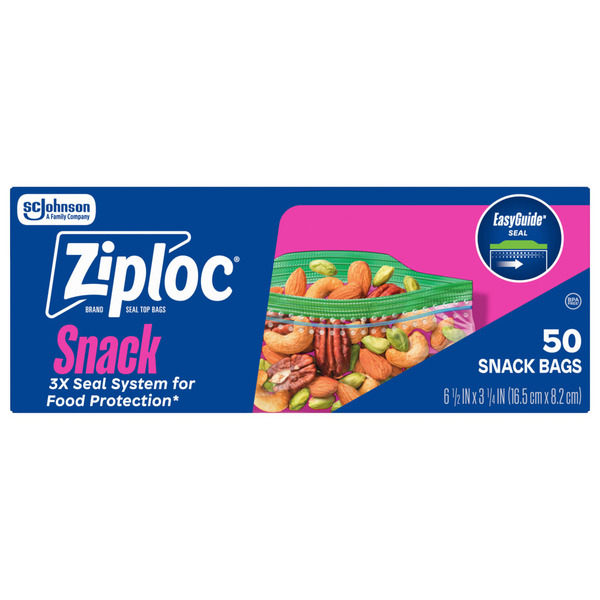 Ziploc Snack Bags with EasyGuide™ Texture, Grip 'n Seal Technology