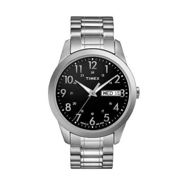 Timex Men's Black & Silver Tone South Street Sport Stainless Steel Expansion Band Watch