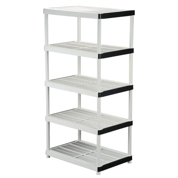 HDX 5-tier Easy Assembly Multi-purpose Plastic Garage Storage Shelving Unit In Gray (36 In. W X 72 In. H X 24 In. D)