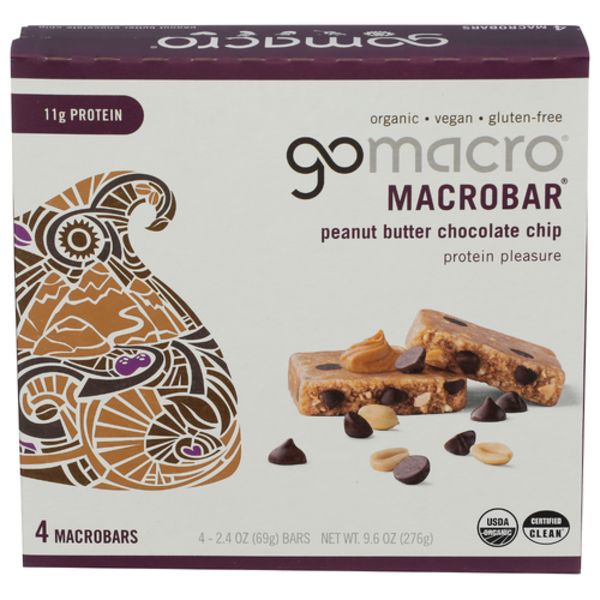 Gomacro Organic Peanut Butter Chocolate Chip Bars 4 Pack