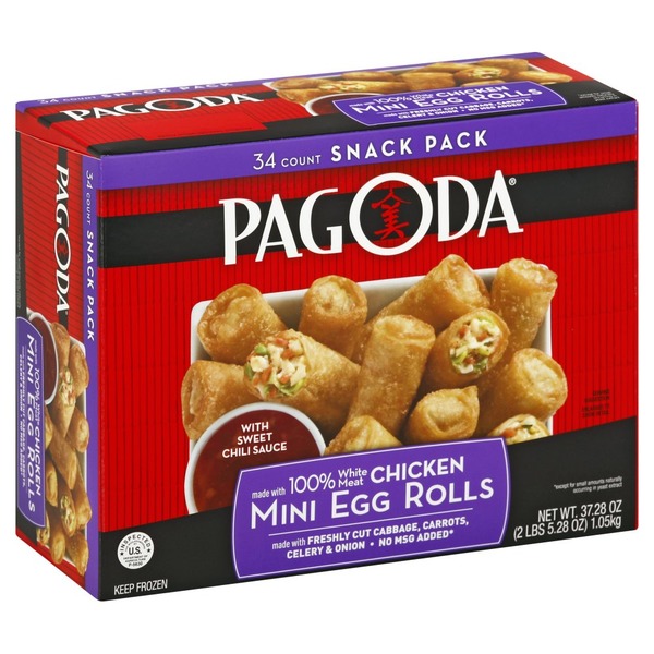 Pagoda White Meat Chicken Mini Egg Rolls with Sweet Chili Sauce Snack