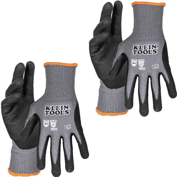 Klein Tools Knit Dipped Gloves, Cut Level A4, Touchscreen, Large, 2-Pair