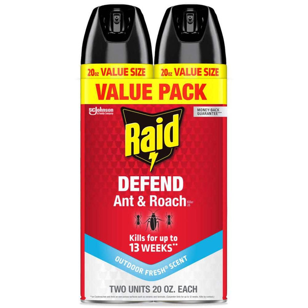 Raid 20 Oz. Defend Ant And Roach Killer, Indoor Insecticide, Residual Killing Power, Outdoor Fresh Scent, 2-ct Insect Killer