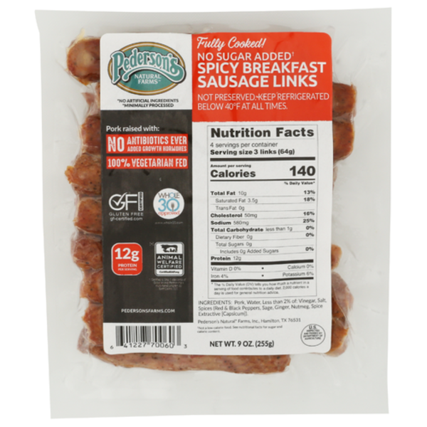 Pederson's Spicy Breakfast Pork Sausage Links