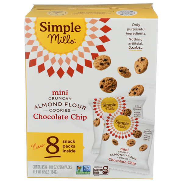 Simple Mills Chocolate Chip Mini Crunchy Almond Flour Cookies 8 Pack