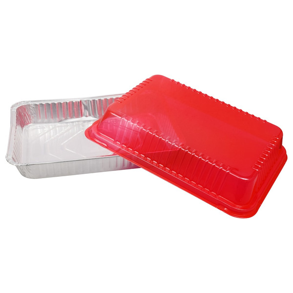 Jiffy Foil Aluminum Cake Pan With Red Plastic Lid, 13x9 Inch Same