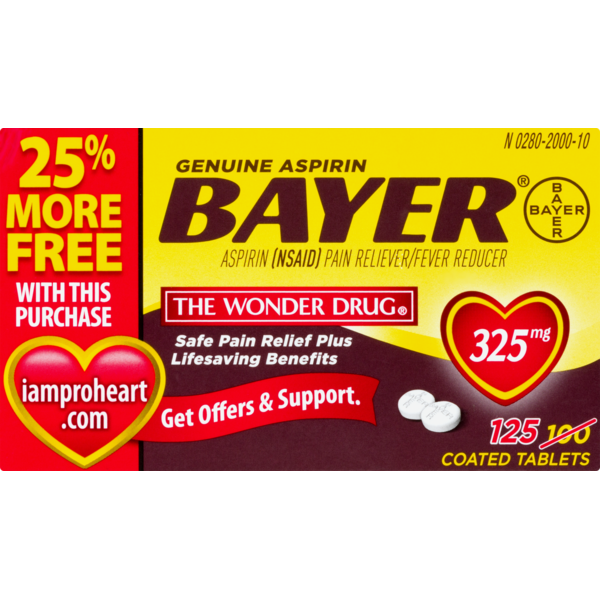 Bayer Genuine Aspirin 325mg (125 ct) Instacart