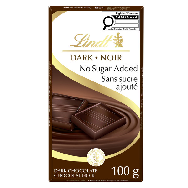 Lindt No Sugar Added Dark Chocolate Bar, 100 Grams Same-Day