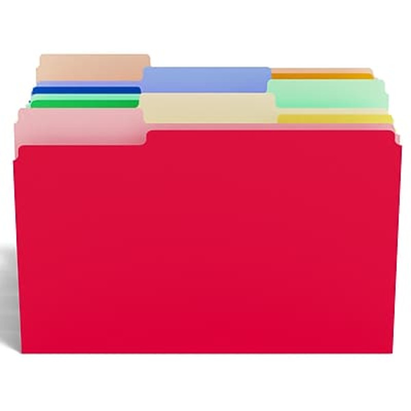 TRU RED TR875429 Letter Size Assorted Colors 1/3 Cut File Folder