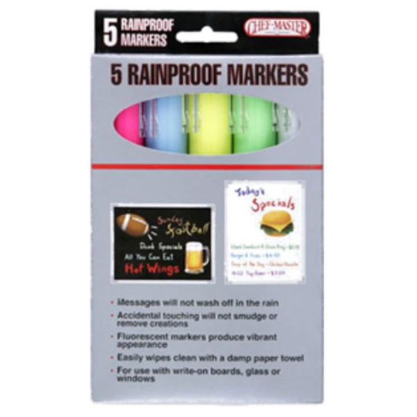 Chef Master - Assorted Rainproof Markers - 5 Pack